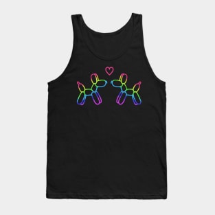 Rainbow Balloon Dogs in Love on Black Tank Top